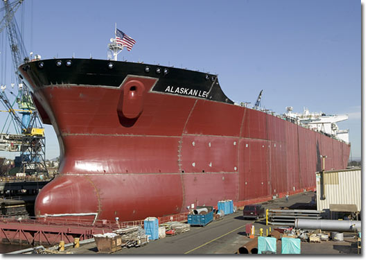 Construction and exterior painting about BP-4 continue at the NASSCO shipyard in January 2006
