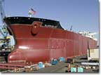 Construction and exterior painting about BP-4 continue at the NASSCO shipyard in January 2006.