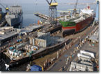 The first two PC-1 ships under construction in NASSCO's graving dock on July 16, 2008.