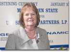 Mrs. Sandra Ridgway, wife of BP Executive John Ridgway, is the ship's sponsor.
