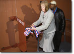 Mrs. Ridgway christens the Golden State on January 10, 2009.