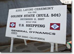 The keel-laying ceremony for first PC-1 class ship, Golden State, is held.