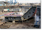 The starboard keel section for the first PC-1 ship in December 2007.