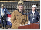 Print Room-Office Services Supervisor Patricia Ball is the honoree at the December 11, 2007 PC-1 keel-laying ceremony.