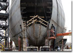 Production of 503's bow section continues at NASSCO in May 2009.