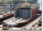 Hull 503 under construction in NASSCO's graving dock on March 26, 2009.