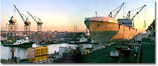 M.V. Midnight Sun being floated out of NASSCO's graving dock