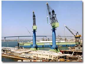 Shipbuilding cranes at NASSCO.
