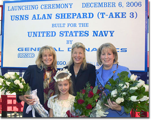 Alan Shepard's daughters Juliana Jenkins, Laura Churchley and Alice Wackermann attended the launch along with flower girl Caitlin Lange.