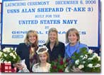Alan Shepard's daughters Juliana Jenkins, Laura Churchley and Alice Wackermann attended the launch along with flower girl Caitlin Lange.