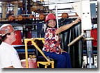 On Septemer 23, 2003, Mrs. Chin Gannon, wife of Captain Kevin P. Gannon, Supervisor of Shipbuilding, Conversion and Repair (SUPSHIP), San Diego, pushed a button to begin welding on the first steel plate for Start of Construction of the first ship in the T-AKE program, a new class of combat logistics force ships designated the Lewis and Clark class.

