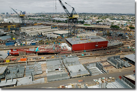 T-AKE 2 begins to take shape in the fall of 2005.  Construction began in September 2004, as steel was prepared for the ship.&nbsp;
