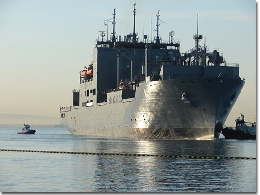 Sacagawea (T-AKE 2) departs for 3 day Builders Sea Trials - first time at sea. 
