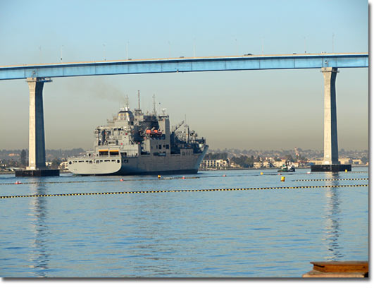 Sacagawea (T-AKE 2) approaches the Coronado Bay Bridge. 