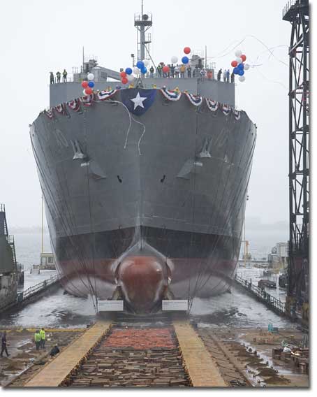 USNS Charles Drew slides into San Diego Bay on February 27, 2010.
