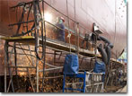 Hull construction of T-AKE 10 in June 2009.