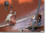 The bow thruster propeller is installed aboard T-AKE 10.