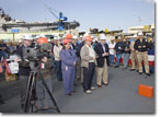 Don McLean (center), son of the T-AKE 12 namesake, attends the keel-laying ceremony.