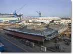 The keel of T-AKE 12 under construction at NASSCO.