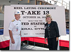 Admiral and Mrs. Buzby at the keel laying ceremony for the USNS Medgar Evers (T-AKE 13).