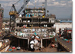 The stern section of the USNS Medgar Evers (T-AKE 13) under construction at NASSCO in February of 2011.