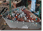 The bow section of the USNS Medgar Evers (T-AKE 13) at NASSCO on April 11, 2011. 