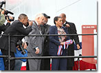 Mrs. Myrlie Evers as she formally christens the USNS Medgar Evers.