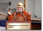 Mrs. Buzby at the ceremony, thanking the construction crew for this honor and expressing good wishes to the future ship's crew, as someone who has a long tradition of military members in her family. 
