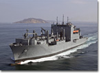 USNS Alan Shepard  (T-AKE 3) at sea for the first time in June 2007.
