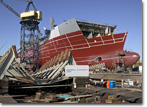 T-AKE 4 (right) and T-AKE 5 under construction at the NASSCO Shipyard in January 2007.