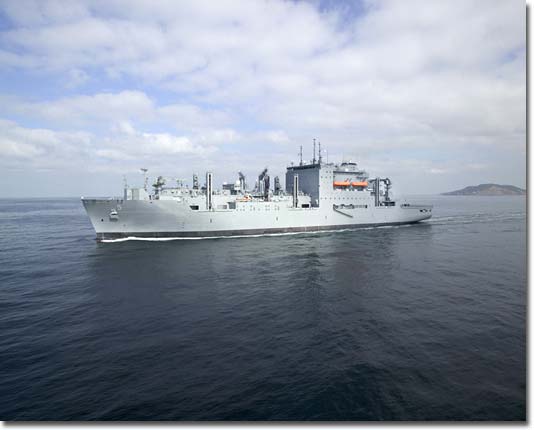 USNS Robert E. Peary (T-AKE 5) underway for Integrated Sea Trials on April 2, 2008.