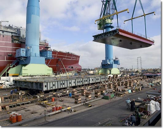 T-AKE 5's keel begins to take shape at NASSCO in December 2006.