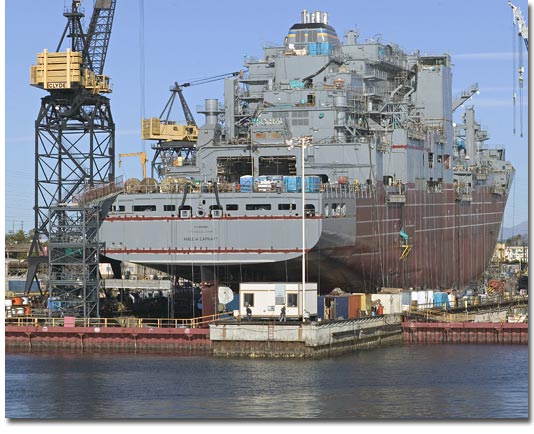 A stern view of the Amelia Earhart under construction in January 2008.