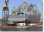 A stern view of the Amelia Earhart under construction in January 2008.