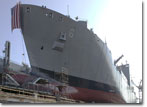 T-AKE 6 on the building ways at NASSCO in April 2008.