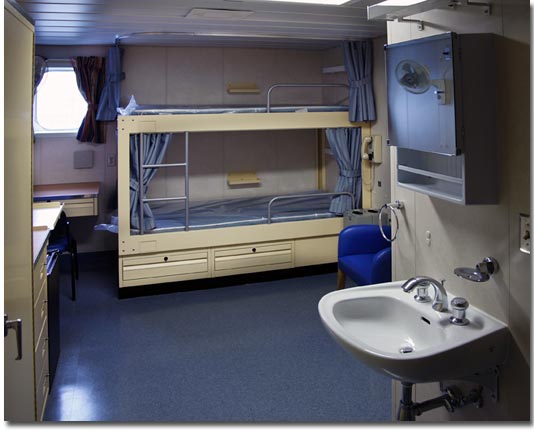 A completed crew cabin aboard the Amelia Earhart.
