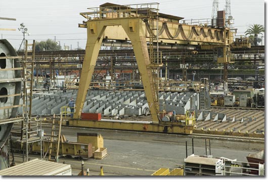 Steel fabrication for T-AKE 6 at NASSCO.