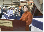 DoD's Deputy Director for Naval Warfare Darlene Costello is the honoree at the T-AKE 6 Keel-laying ceremony