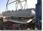 A stern block with the ship's name is placed aboard T-AKE 7 on April 25, 2008.