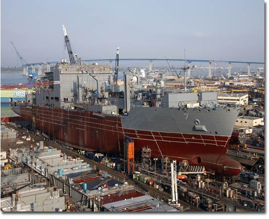 A view of USNS Carl Brashear in July 2008, with its external structure completed.