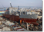 A view of USNS Carl Brashear in July 2008, with its external structure completed.