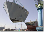 The upper bow section for T-AKE 7 shortly before installation.