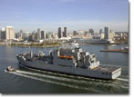 USNS Carl Brashear sails past the San Diego Convertion Center enroute to sea trials on February 11, 2009.