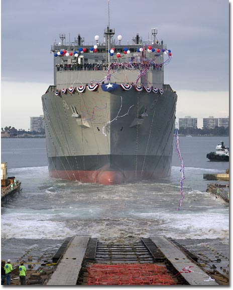 The launch of USNS Wally Schirra (T-AKE 8) at the General Dynamics NASSCO shipyard on March 8, 2009.