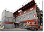 A three-deck section of T-AKE 8's accommodation block under construction in September 2008.
