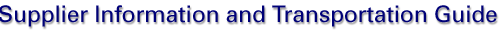 Supplier Information and Transportation Guide